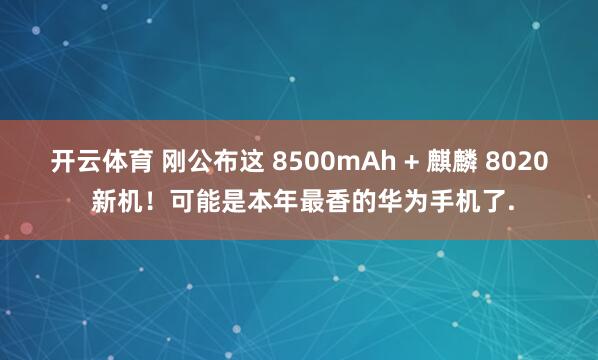 开云体育 刚公布这 8500mAh + 麒麟 8020 新机！可能是本年最香的华为手机了.