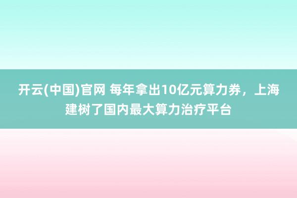 开云(中国)官网 每年拿出10亿元算力券，上海建树了国内最大算力治疗平台