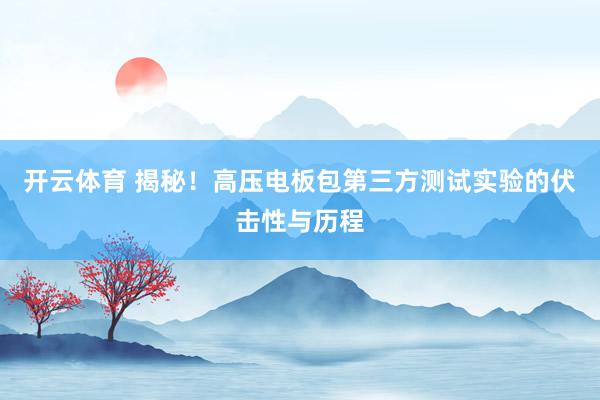 开云体育 揭秘！高压电板包第三方测试实验的伏击性与历程
