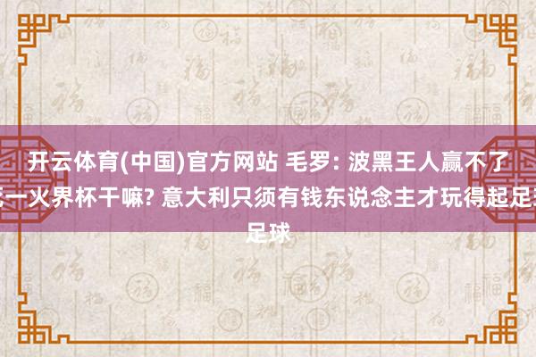 开云体育(中国)官方网站 毛罗: 波黑王人赢不了死一火界杯干嘛? 意大利只须有钱东说念主才玩得起足球