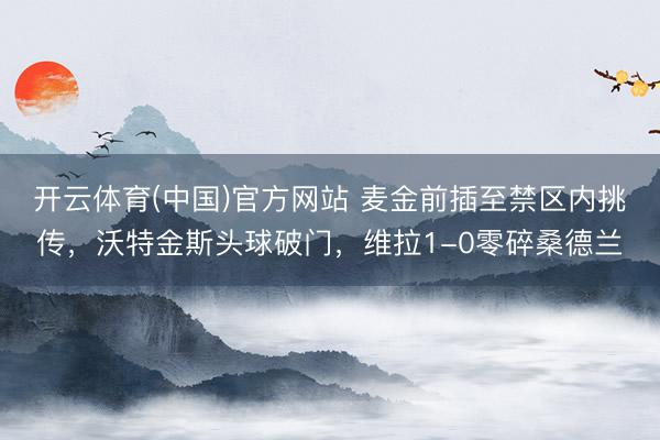 开云体育(中国)官方网站 麦金前插至禁区内挑传,沃特金斯头球破门,维拉1-0零碎桑德兰