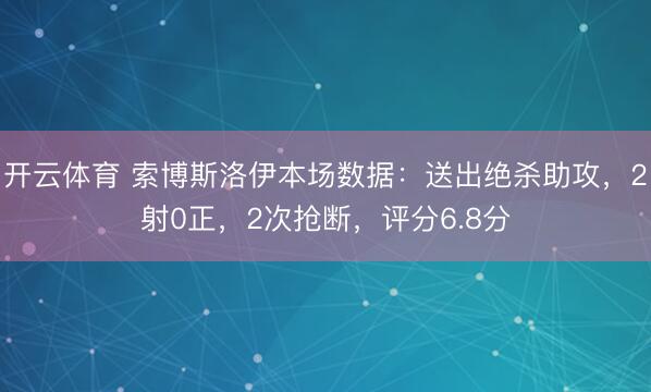 开云体育 索博斯洛伊本场数据：送出绝杀助攻，2射0正，2次抢断，评分6.8分