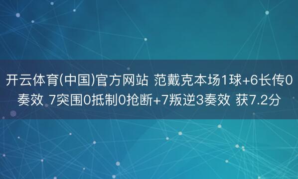 开云体育(中国)官方网站 范戴克本场1球+6长传0奏效 7突围0抵制0抢断+7叛逆3奏效 获7.2分