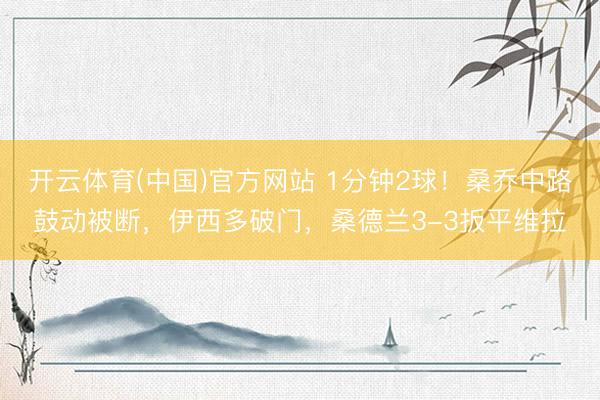 开云体育(中国)官方网站 1分钟2球！桑乔中路鼓动被断，伊西多破门，桑德兰3-3扳平维拉