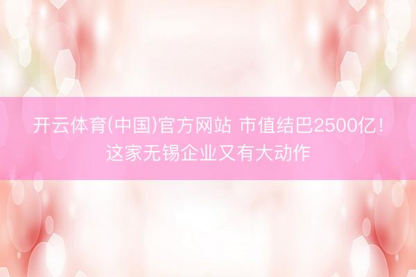 开云体育(中国)官方网站 市值结巴2500亿！这家无锡企业又有大动作