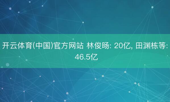 开云体育(中国)官方网站 林俊旸: 20亿， 田渊栋等: 46.5亿