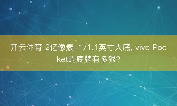 开云体育 2亿像素+1/1.1英寸大底， vivo Pocket的底牌有多狠?