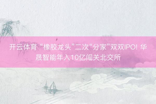 开云体育 “橡胶龙头”二次“分家”双双IPO! 华晟智能年入10亿闯关北交所
