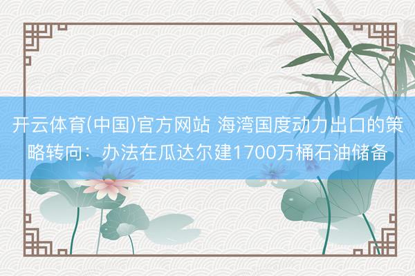 开云体育(中国)官方网站 海湾国度动力出口的策略转向：办法在瓜达尔建1700万桶石油储备
